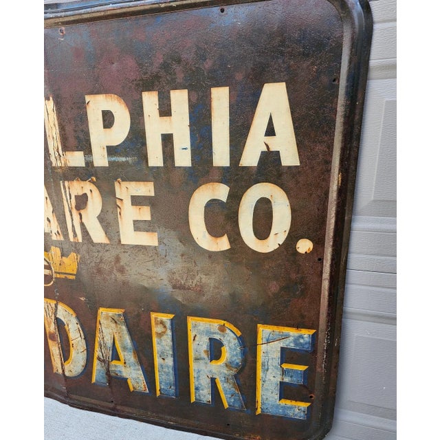 Antique American Art Deco Early Frigidaire Metal Advertising Sign For Sale In Dallas - Image 6 of 9
