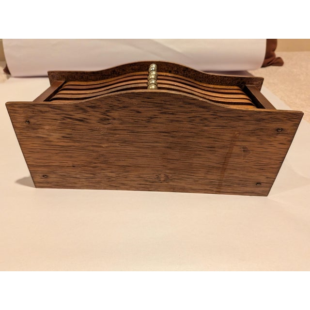 Mid-Century Modern Wood Coaster & Snack Tray Set - 7 Pcs. For Sale In Houston - Image 6 of 8
