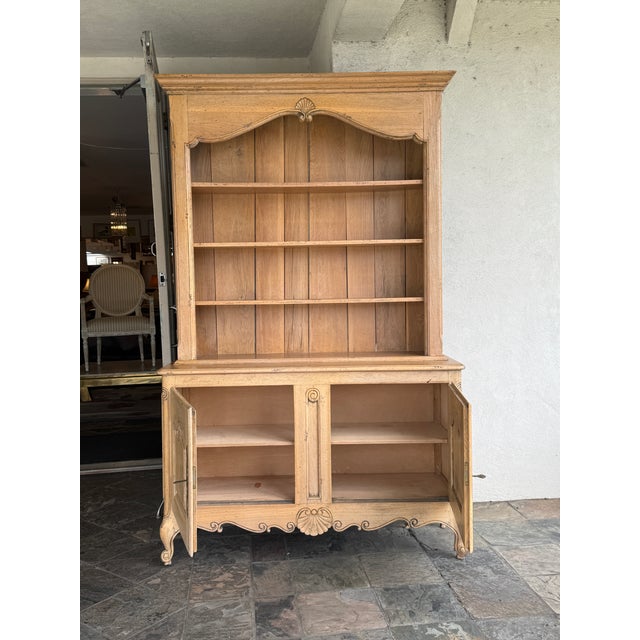 French Provincial French Provincial Light Oak Wood Kitchen Cabinet, Antique For Sale - Image 3 of 12