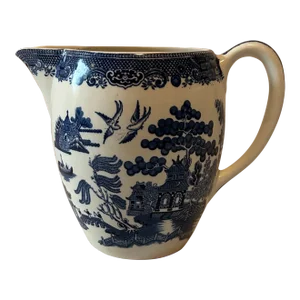 Early 20th Century Blue Willow Transferware Water Pitcher for Johnson Bros
