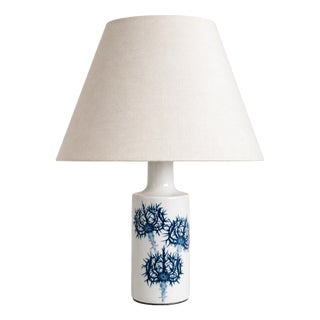 Vintage Porcelain Table Lamp with Blue Thistle Motif from Royal Copenhagen, Denmark, 1960s For Sale