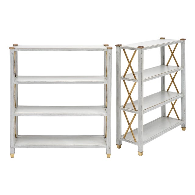 Pair of Louis XVI Style Bookcases, Antique, Painted, French 1880s For Sale