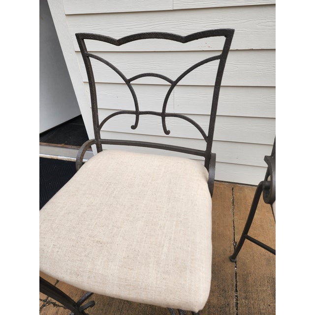 Contemporary Pair of Iron Bar Stools For Sale - Image 3 of 9