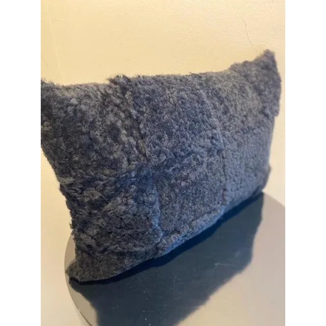 Modern Black Patchwork Shearing Lumbar Pillow For Sale - Image 3 of 3