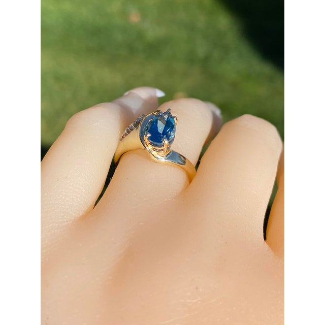 The Victiore: Ladies Mid Century Modern Topaz and Diamond Ring in 14K Gold For Sale - Image 10 of 10