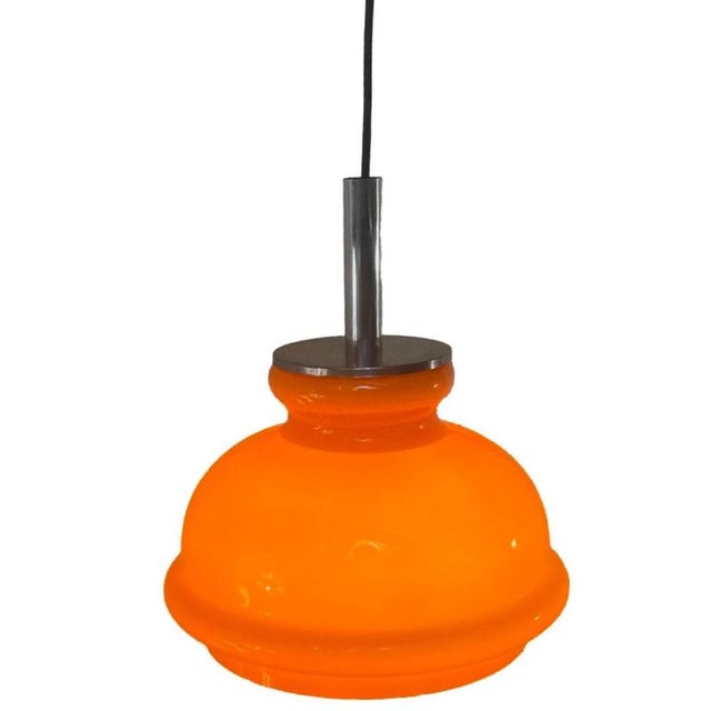 Glass Orange Pendant Light in Opaline Glass, 1960s For Sale - Image 7 of 8