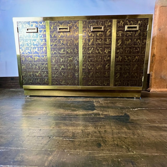 1970s Etched Brass Cabinet by Bernhard Rhone for Mastercraft For Sale In Chicago - Image 6 of 11