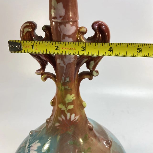 Vintage Lenox Art Deco Vase Iridescent Hand Painted Porcelain 16 in Wreath Mark For Sale - Image 13 of 16