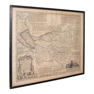Antique Chester County Map, English, Cheshire, Framed Cartography, Georgian For Sale