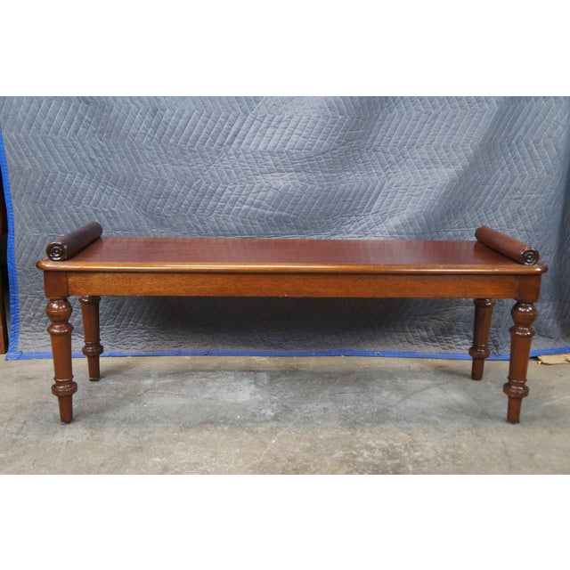 Late 20th Century English William IV Regency Style Mahogany Window Seat Foyer Hall Piano Bench For Sale - Image 4 of 12