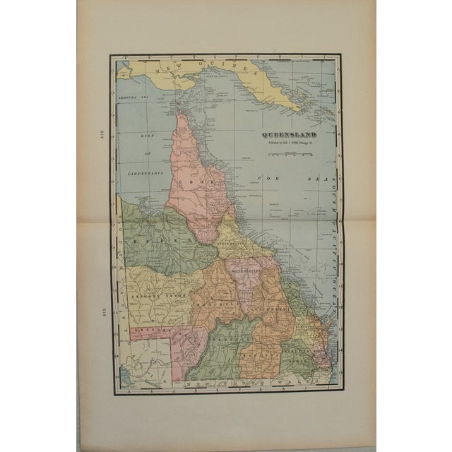 Traditional 1901 Cram Map of Queensland, New Zealand's South Island and Tasmania For Sale - Image 3 of 3