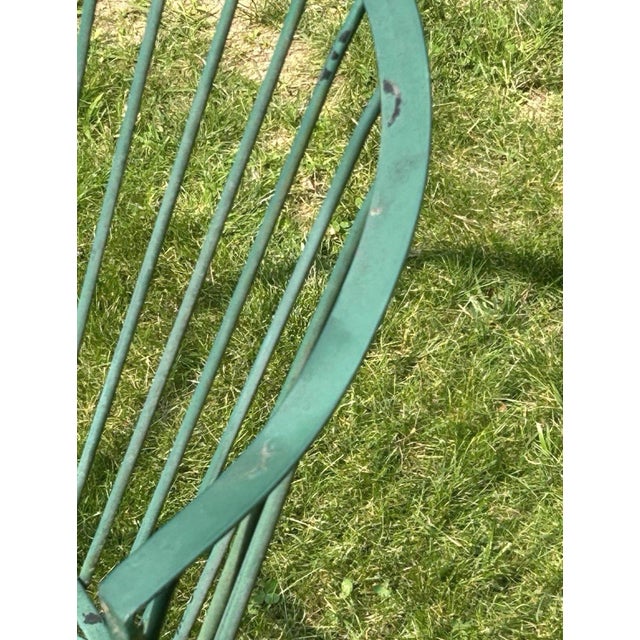 Metal 1980s Attributed to Russel Woodard Coversation Set Bench, 2 Chairs and 3 Side Tables For Sale - Image 7 of 7