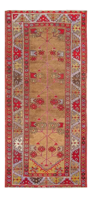 1920s Vintage Tribal Design Turkish Oushak Runner Rug - 3′10″ × 8′6″