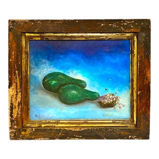 Early 20th Century Still Life Oil Painting Architectural Salvage Floral Flowers Rustic Farmhouse - Signed For Sale