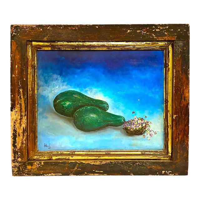 Early 20th Century Still Life Oil Painting Architectural Salvage Floral Flowers Rustic Farmhouse - Signed For Sale