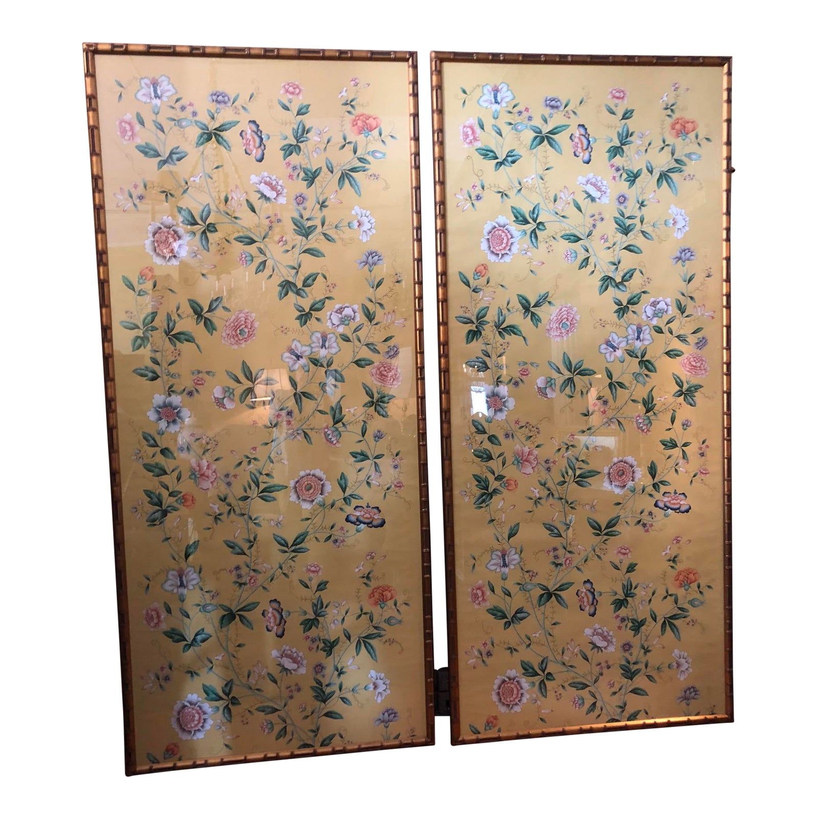 1970s Vintage Framed Gracie Wallpaper Panels - A Pair | Chairish