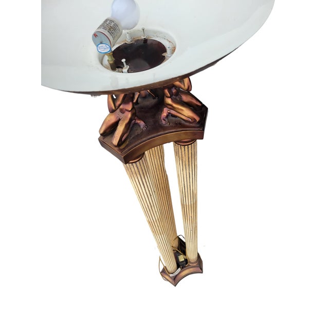 Neoclassical Vintage Neoclassical Torchiere Floor Lamp Atlas Figures Triple Ribbed Columns For Sale - Image 3 of 12