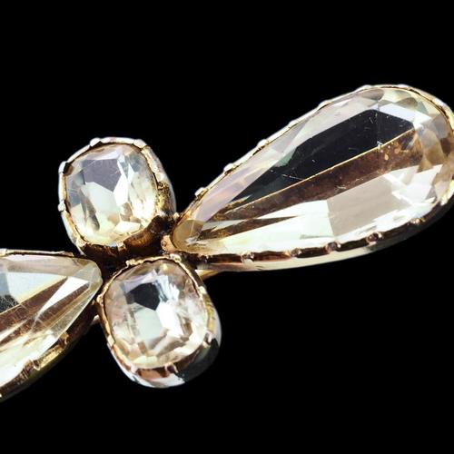 Gold Antique 12 Karat Gold Quatrefoil Brooch with Citrine, 19th Century For Sale - Image 8 of 18