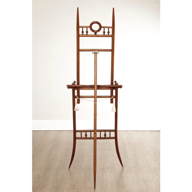 Antique Victorian Stick & Ball Oak Easel For Sale - Image 4 of 12