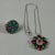 Vintage 925 Silver Daisy Pendant Necklace and Ring Set in Emerald, Ruby, and Zircon from Ignoto, 1970s, Set of 2 For Sale - Image 11 of 11