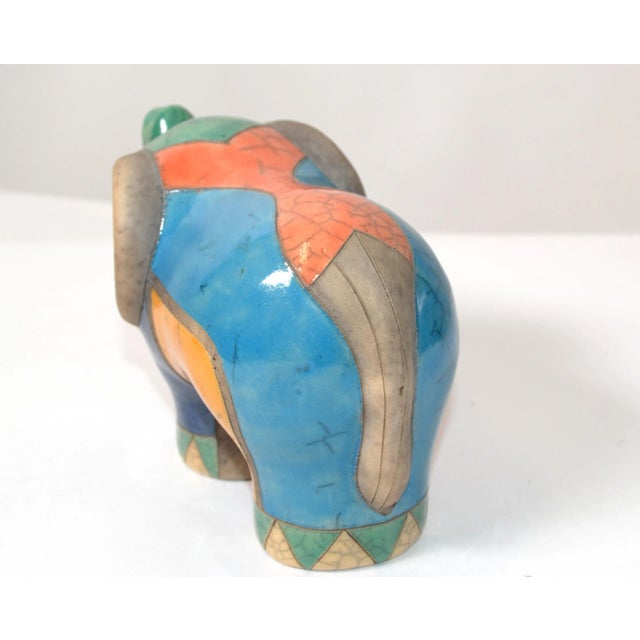 1970 Italian Luca CL Marked Colorful Ceramic Elephant Sculpture For Sale - Image 9 of 13