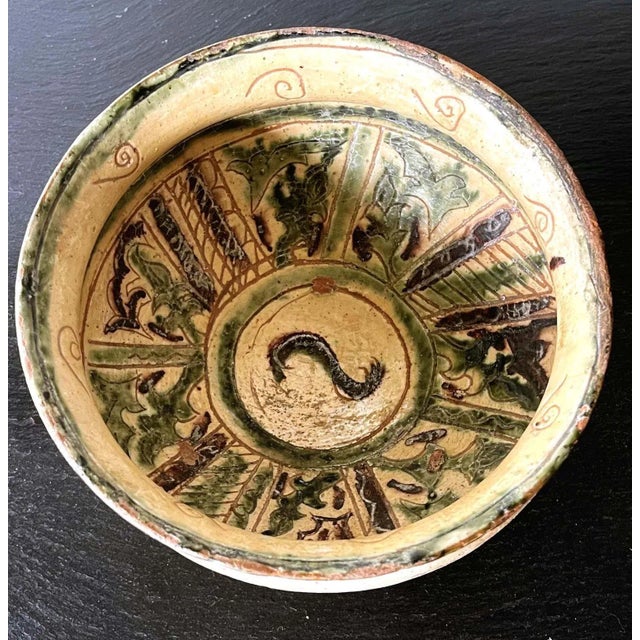 Antique Islamic Ceramic Glazed Splashed and Sgraffito Decoration Bowl For Sale - Image 12 of 13