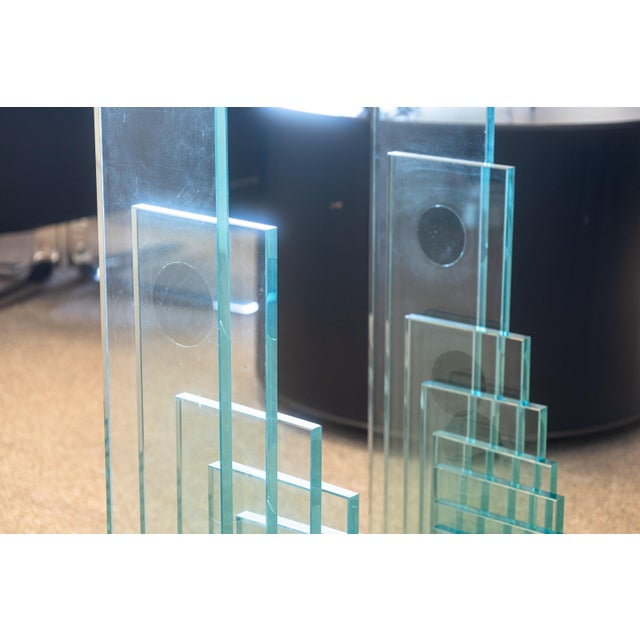 Fiam Italia Contemporary Modern Fiam Italian Stacked Glass Rectangular Console Table For Sale - Image 4 of 8