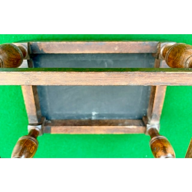 Burnt Umber 19th Century English Needlepoint Footstool For Sale - Image 8 of 9