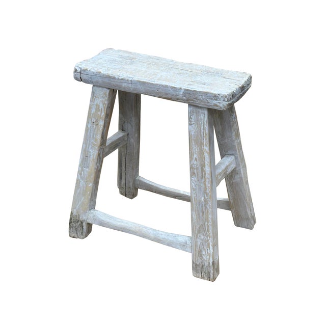 Rustic Raw Rough Wood Grain Rectangle Slim Stool Bench Side Table ...