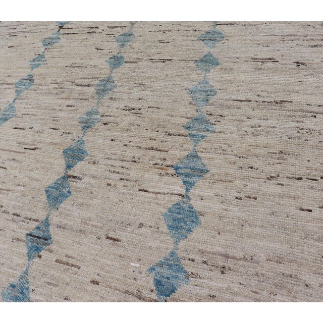 Casual Modern Rug in Creams and Blue Tones and Minimalist Design 5'9 X 9'3 For Sale - Image 10 of 13