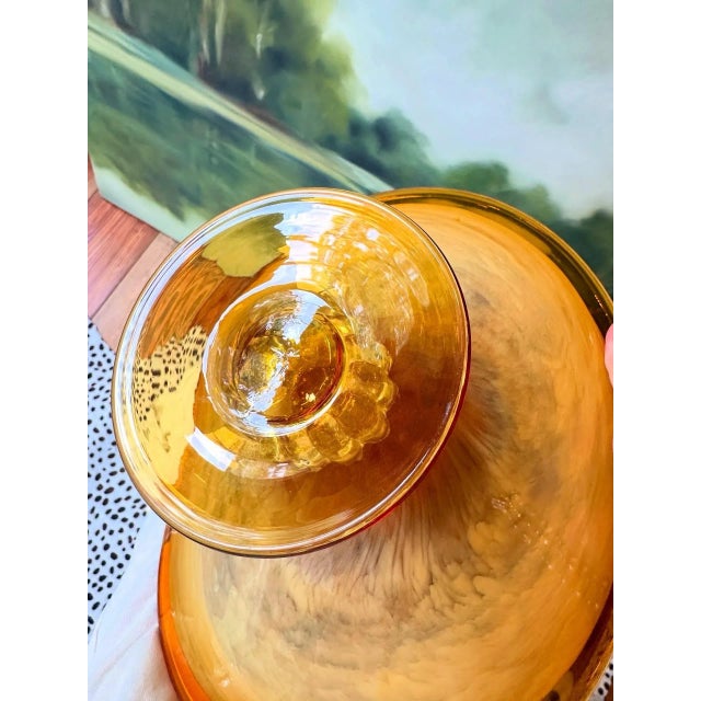 Vintage Tortoise Shell Style Murano Glass Compote For Sale - Image 4 of 6