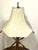 Mid-Century Modern Brass & Fabric Shade Table Lamp For Sale - Image 3 of 9