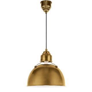 Thomas O'Brien for Visual Comfort Signature Eugene Small Pendant in Hand-Rubbed Antique Brass For Sale