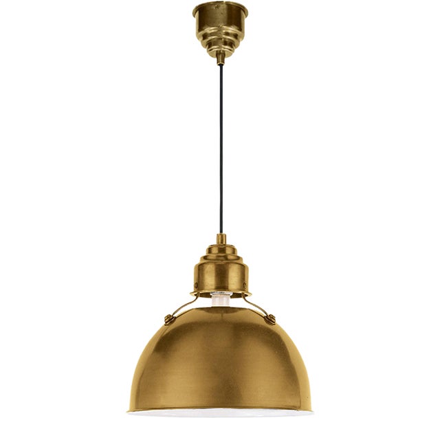 Thomas O'Brien for Visual Comfort Signature Eugene Small Pendant in Hand-Rubbed Antique Brass For Sale