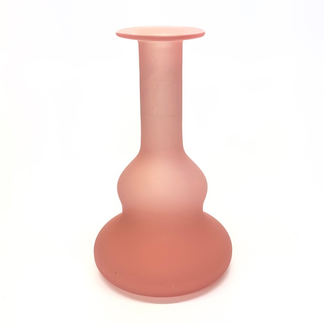 Mid-Century Modern Warm Hues Graphic Frosted Glass Vase Curation - Group of 5 For Sale - Image 3 of 13
