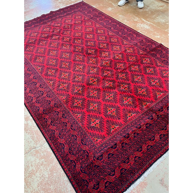 Afghan Turkmen Waziri Wool Rug 6’4” X 9’9” For Sale - Image 4 of 7