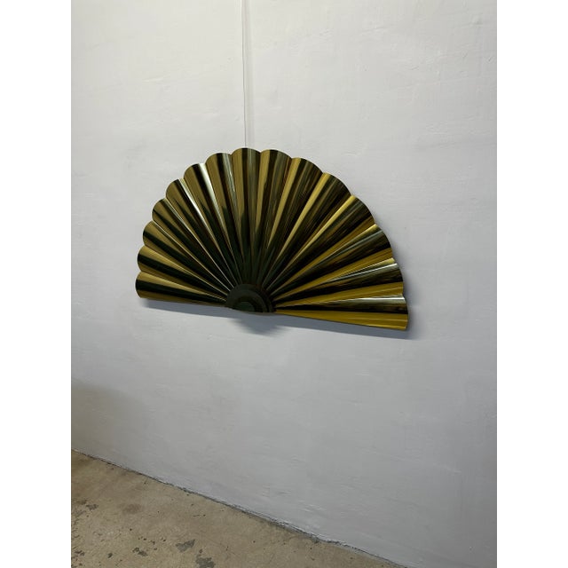 Modern Curtis Jere Artisan House Large Brass Fan Wall Sculpture, 1989 For Sale - Image 3 of 12