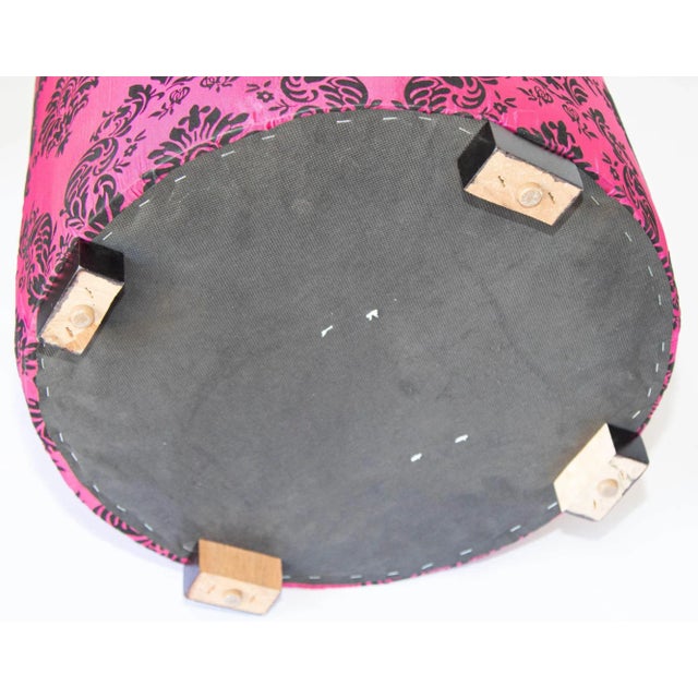 Vintage Upholstered Moroccan Stool in Hot Fuchsia Color For Sale - Image 12 of 12