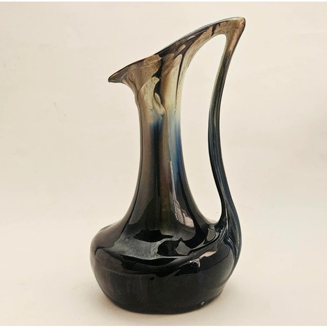 Early 20th Century Art Nouveau High Gloss Glazed Pottery Pitcher Attributed to Faiencerie De Thulin For Sale - Image 9 of 16