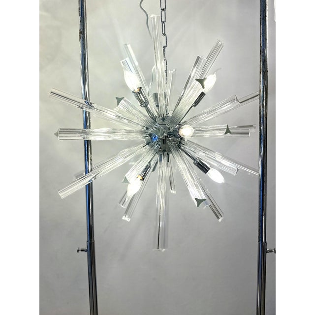 Mid-Century Modern Sputnik “Triedro” Murano Glass Chandelier in Venini Style For Sale - Image 3 of 7