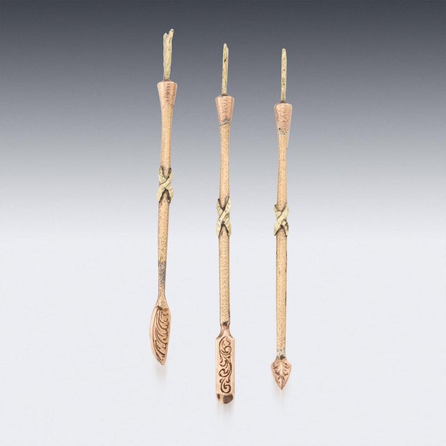 Antique 19th Century Austrian Gold, Diamond & Rock Crystal Toothpick Case, 1820, Set of 4 For Sale - Image 17 of 18