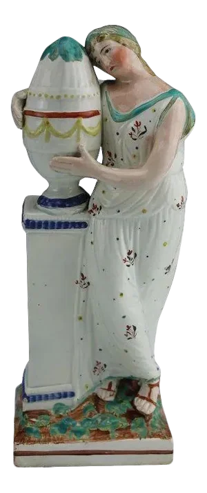 19th Century English Staffordshire Pearlware Classical Figure of Andromache Mourning Hector's Ashes