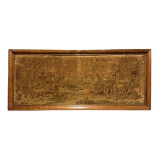 Large Woven Gobelin Tapestry in a Wooden Frame For Sale