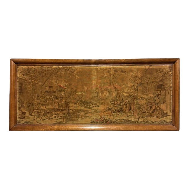 Large Woven Gobelin Tapestry in a Wooden Frame For Sale