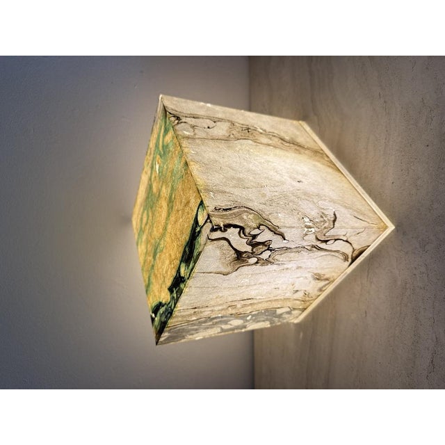 Gold Mid-Century Modern Cube Table Lamp, 1970s For Sale - Image 8 of 18