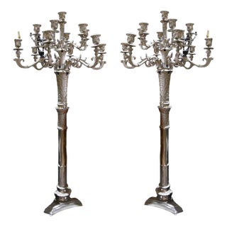 Silver-Plated Candleholders, Set of 2 For Sale