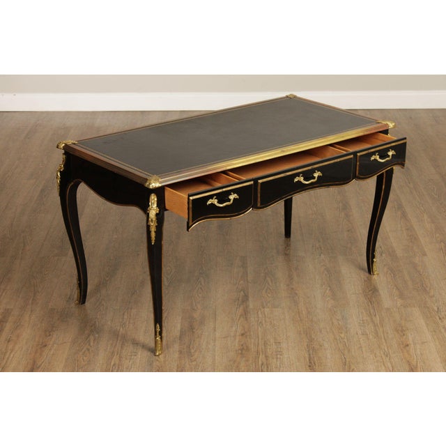 French Baker Furniture Napoleon II Style Leather Top Writing Desk For Sale - Image 3 of 18