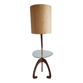 Mid Century Modern Tripod Floor Lamp With Glass Table For Sale