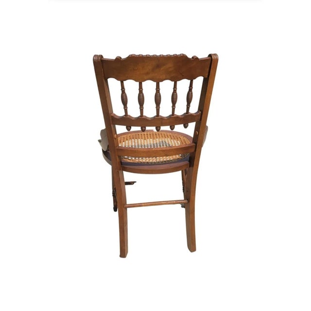 Brown 19th Century Refinished Carved Walnut & Cane Seat Eastlake Side Chairs, a Pair For Sale - Image 8 of 10