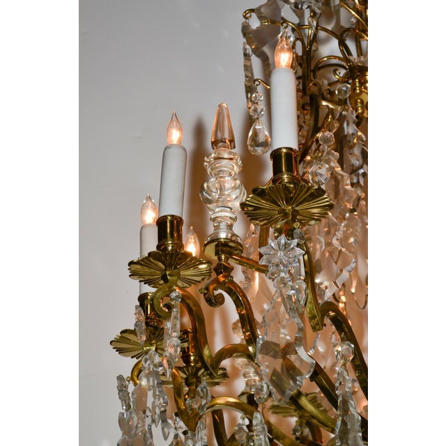 French Bronze and Crystal Chandelier For Sale - Image 4 of 10